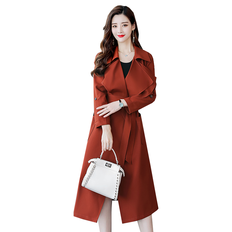 风衣女中长款韩版秋季女士新品修身显瘦时尚气质早秋薄款大衣外套