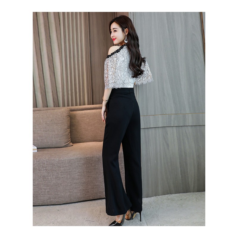 女士夏装新品韩版名媛年轻风两件套气质淑女洋气显瘦阔腿裤套装潮
