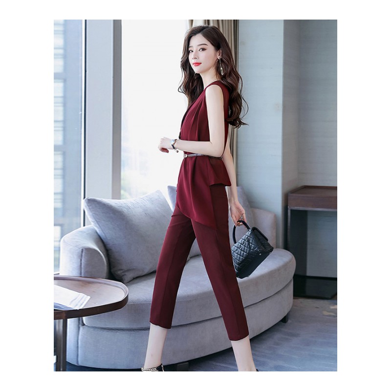 女士夏装新品韩版女装时尚女神范连衣裤洋气显瘦两件套时髦套装潮