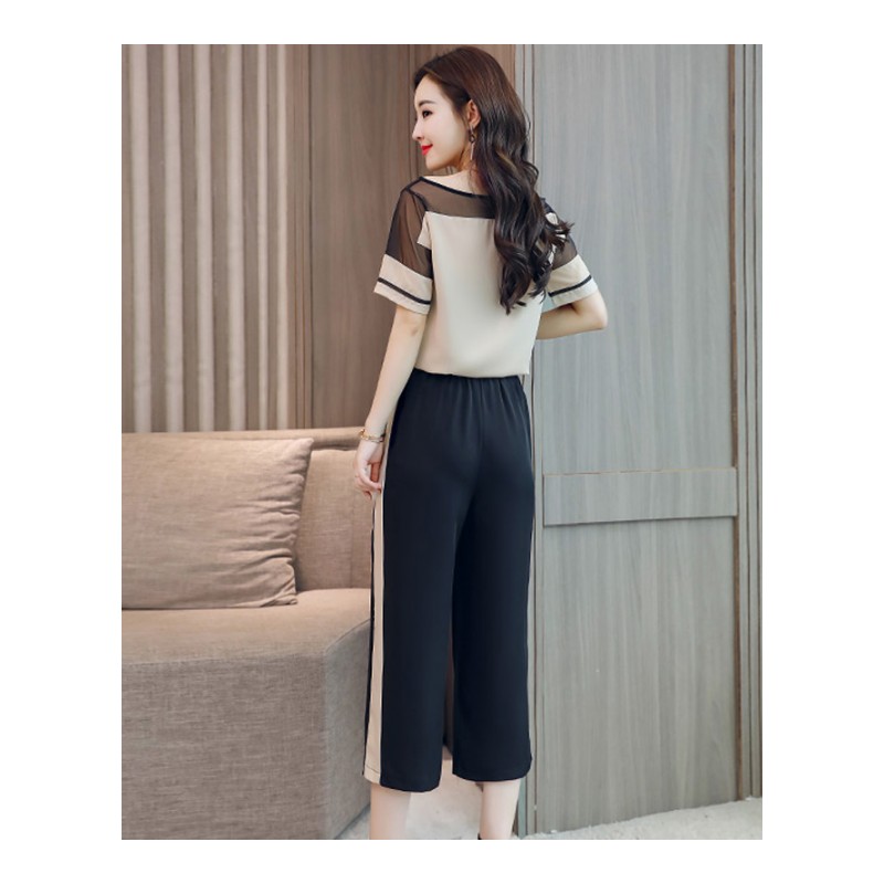 春夏装新品显瘦气质时尚韩版两件套漏肩显瘦名媛时髦套装潮