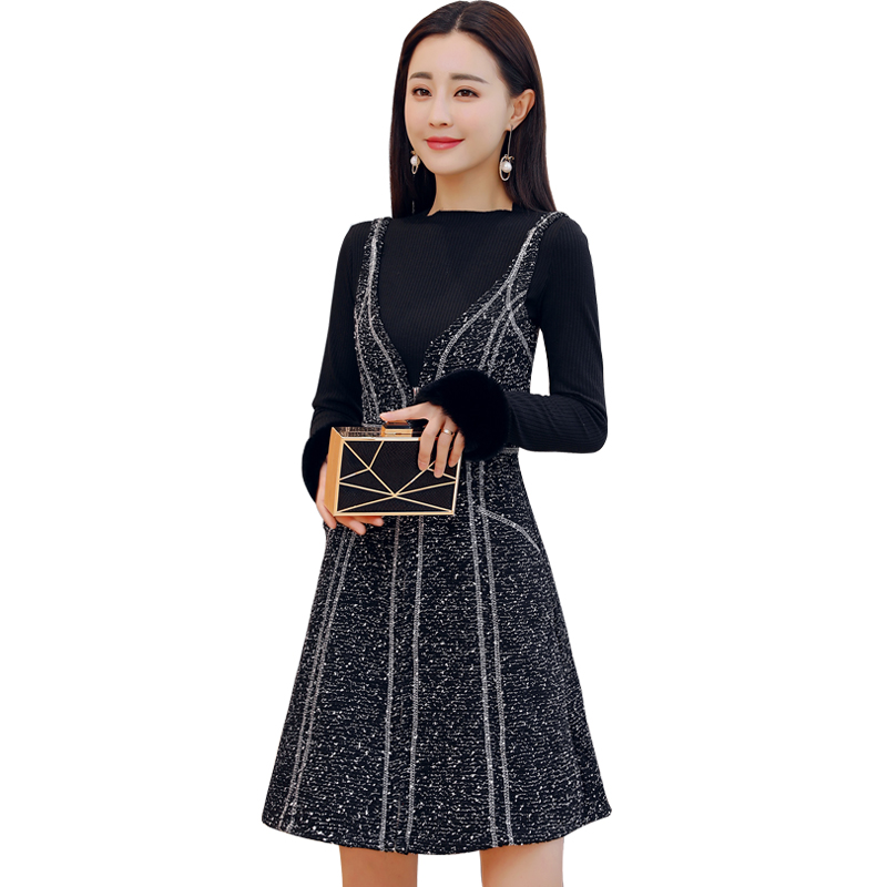 女士春季新品时髦套装甜美韩版女装淑女气质优雅带裙长袖两件套