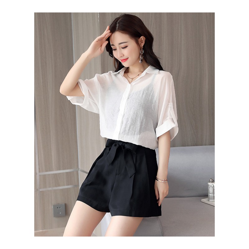 套装夏款女士新品女神俏皮显瘦森女系网红两件洋气宽松短裤三件套