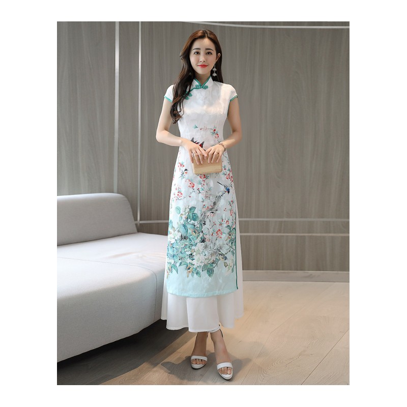 雪纺连衣裙女女士夏款新品中国风改良旗袍中长款年轻A字裙仙女裙