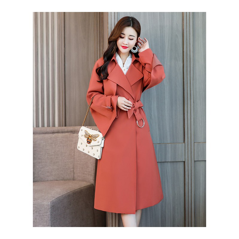 风衣女士中长款女士秋季新品气质韩版修身显瘦大袖口港味个性外套