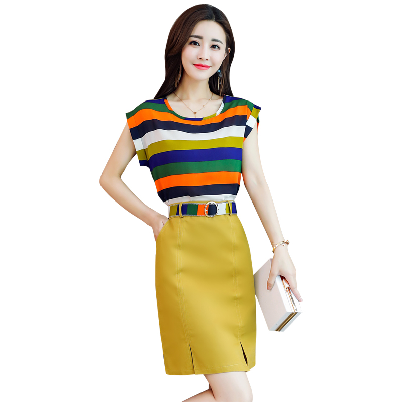 夏款套装女时尚两件套女士新品宽松显瘦气质淑女韩版网红俏皮裙子