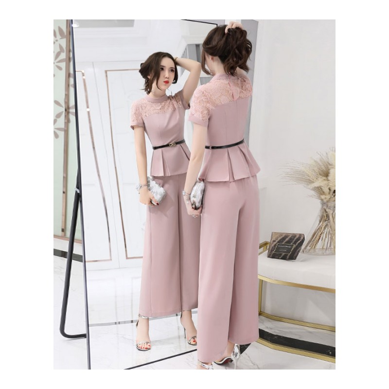 套装女夏女士新品时尚社会小香风高腰花苞裤显瘦两件套阔腿裤韩版