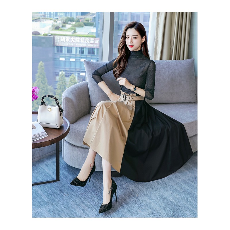 小清新套装裙女时尚两件套长袖连衣裙秋季新品女士韩版俏皮a字裙