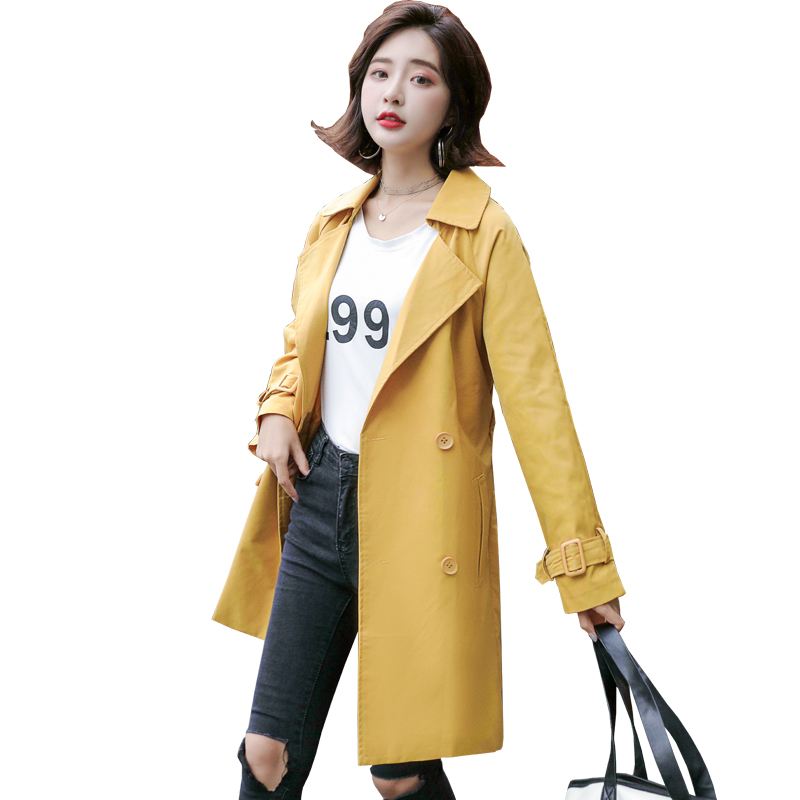 纯色风衣女中长款韩版女士秋季新品收腰显瘦时尚气质早秋外套潮女