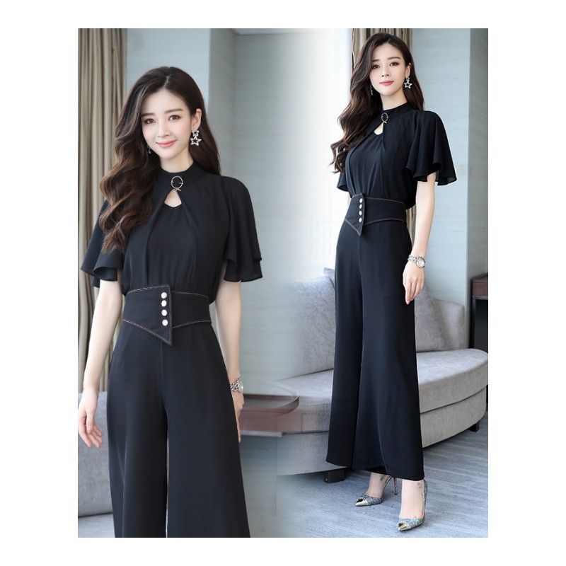 时尚名媛套装女士春秋季新品韩版高腰显瘦阔腿裤套装两件套小香风