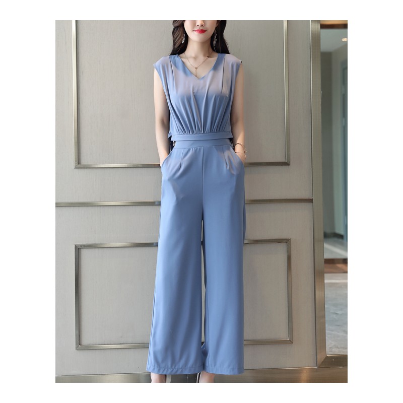 连体裤女夏款女士新品韩版高腰显瘦阔腿裤套装时尚气质修身连衣裤