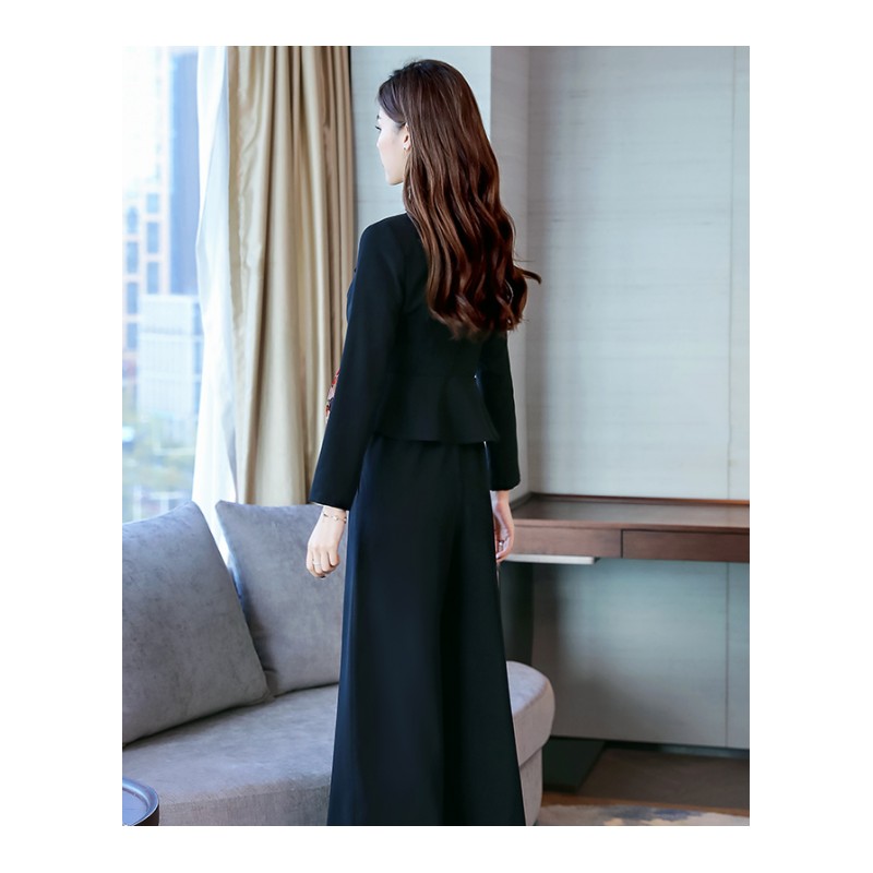 时尚套装女女士秋季新品女神范裤子气质显瘦九分阔腿裤洋气两件套