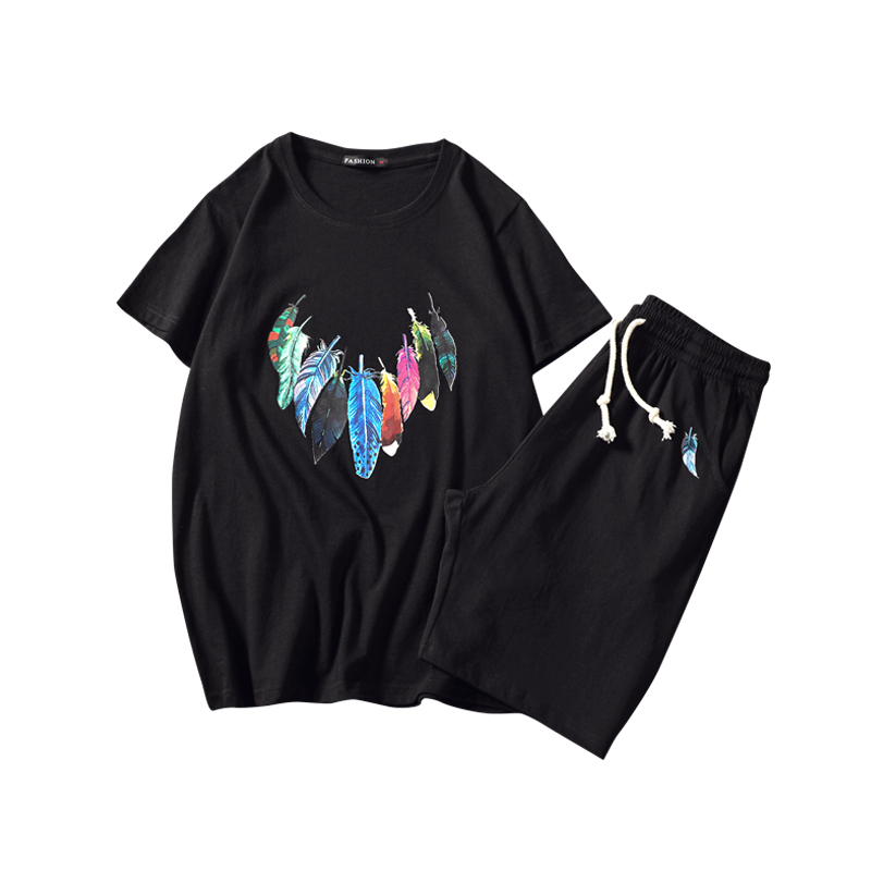夏季T恤男2018韩版男休闲运动套装学生帅气短袖短裤套装潮两件套