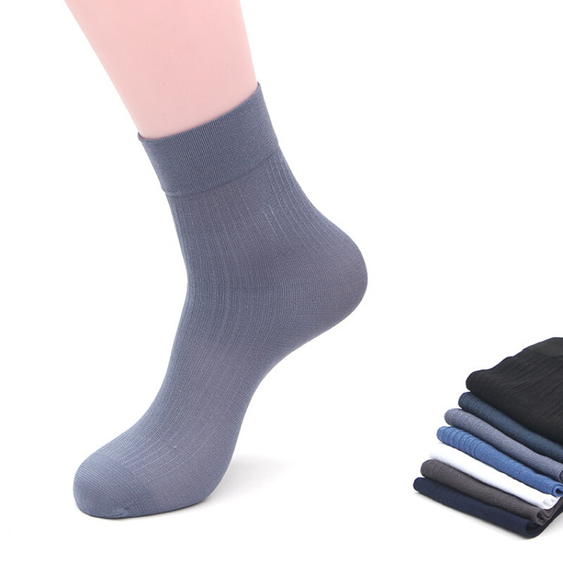 男士丝袜款夏季商务冰丝袜对对男袜中筒透气珍珠绒短袜子20双黑色均码