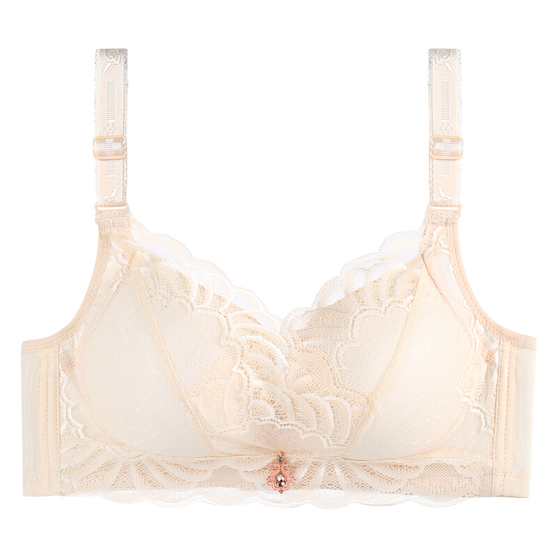 夏季无钢圈文胸薄款学生少女蕾丝厚款抹胸裹胸内衣大码聚拢收副乳黑色厚款2048#