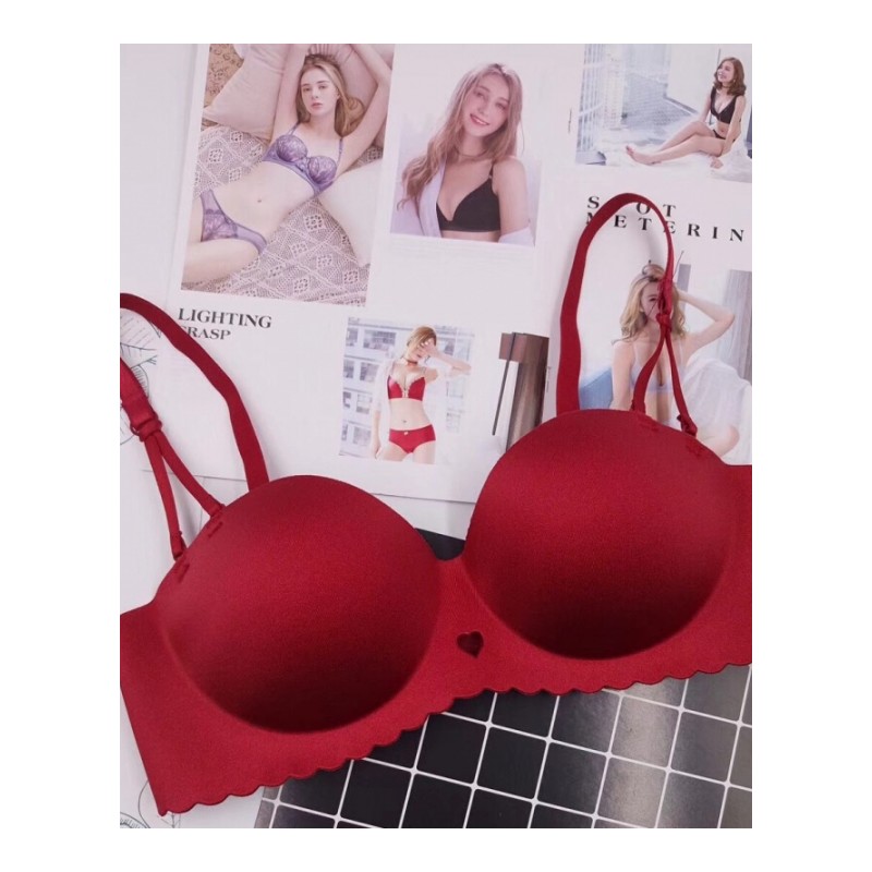 一片式无痕无钢圈内衣收副乳上托小胸半杯聚拢性感整型少女文胸