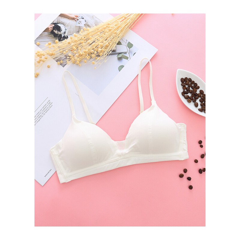 无钢圈内衣女聚拢无痕零束缚学生文胸运动睡眠舒适日系少女胸衣白色S码(70A65B60C)