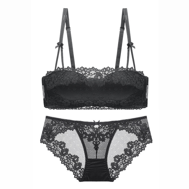 无肩带内衣性感美背防滑上托聚拢少女抹胸裹胸小胸无钢圈文胸套装