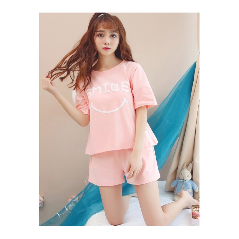 睡衣女夏套装短袖两件套棉韩版清新学生可外穿少女心薄款家居服1825粉色豹子M[80-100斤]