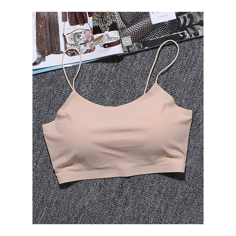 夏季白色少女冰丝防走光带胸垫裹胸抹胸内衣打底带运动背心文胸白色均码