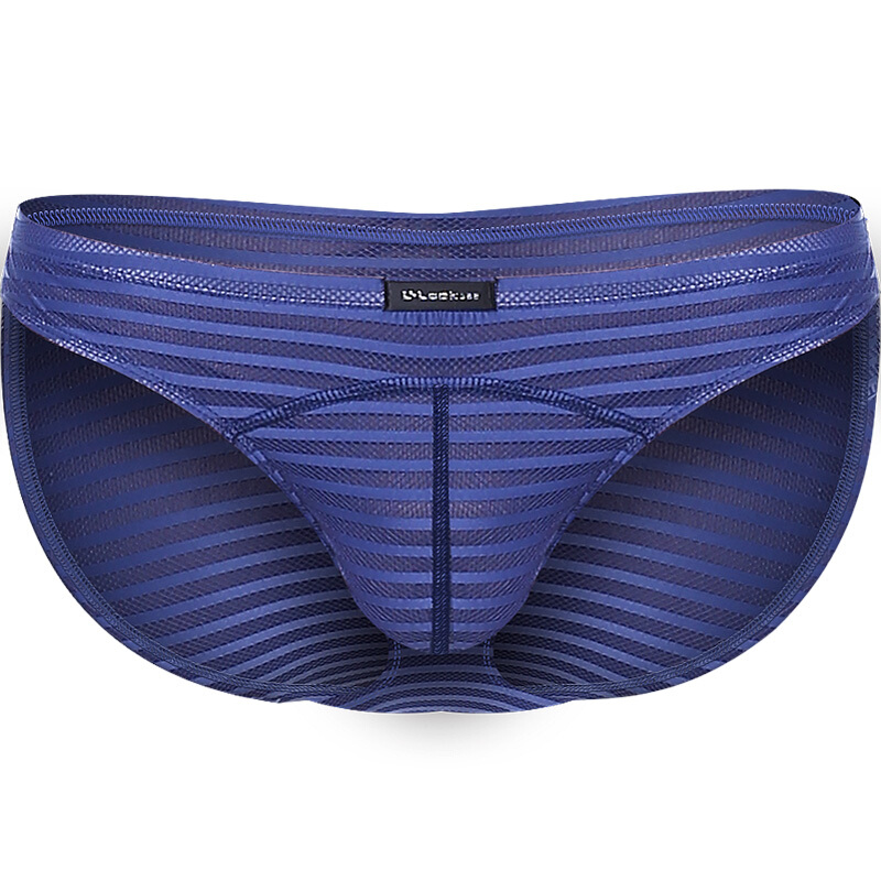 个性感透明露JJ男士内裤 三角裤 低腰青年运动冰丝薄款透气网纱潮 蓝色N8343-168 M