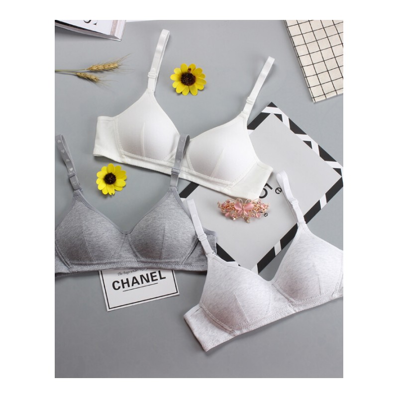 内衣女大学生白色无钢圈薄模杯文胸少女运动棉胸罩日系小胸胸衣
