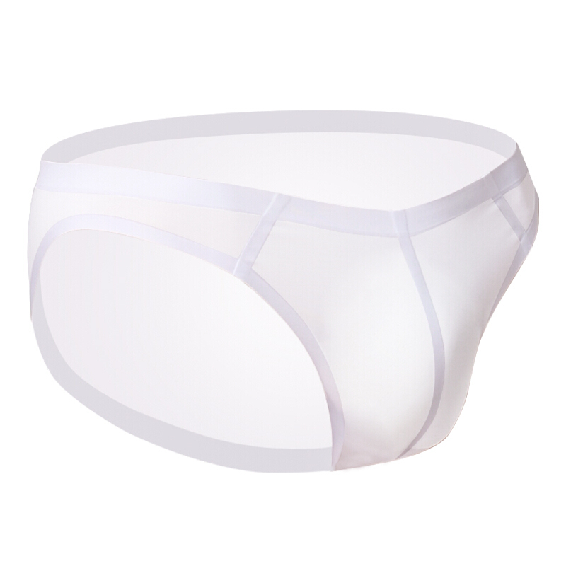 3件装男士三角裤无痕一片式薄款冰丝中腰性感青年透气半透明内裤