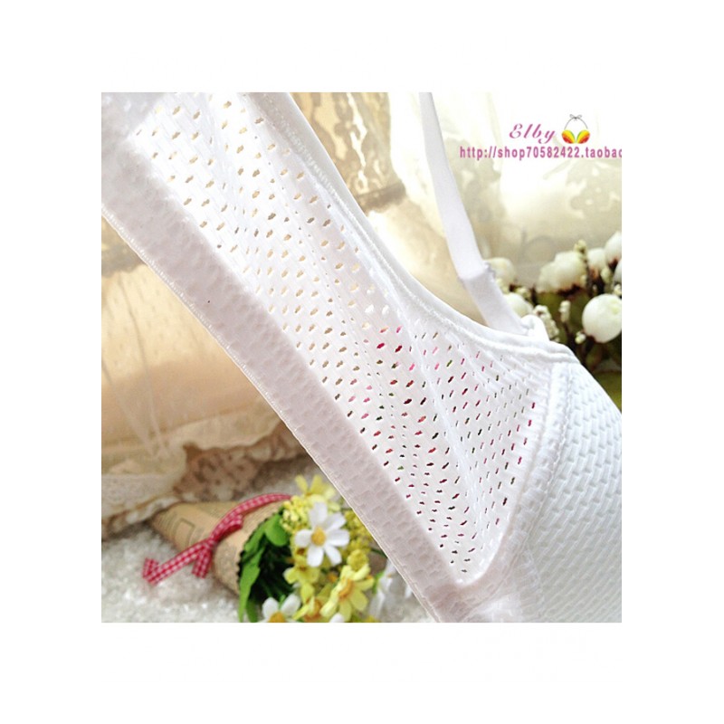 日系少女白色文胸透气无钢圈薄款内衣两排扣学生小胸肉色a杯胸罩