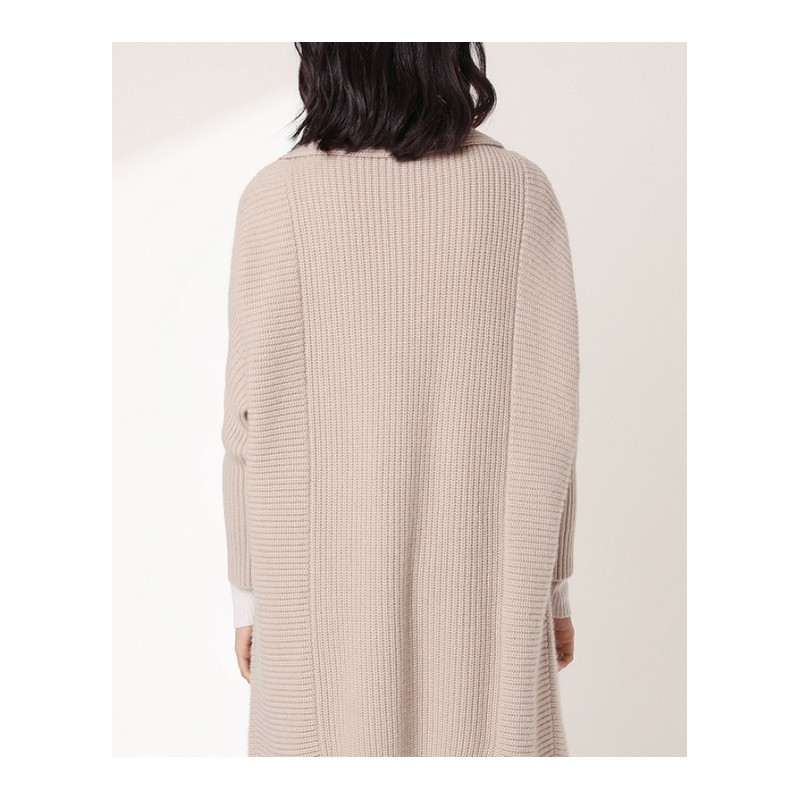 2018秋冬女士新款100%纯山羊绒重磅款加厚针织开衫韩版披肩外套