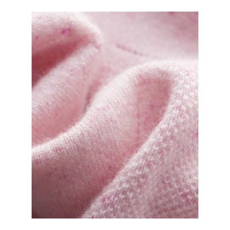 2018秋冬新款圆领常规款羊绒衫女宽松套头针织衫菱形前短后长毛