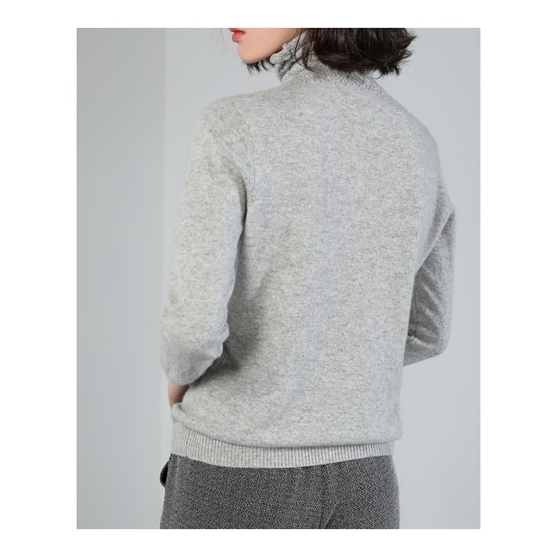 2018秋冬女士新款羊绒衫薄款100%纯山羊绒衫打底衫自由领毛衣针织