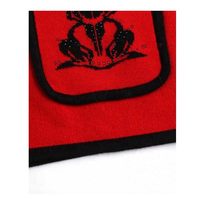 2018秋冬新款V领常规款羊绒衫女中老年针织衫青蛙口袋无袖开衫