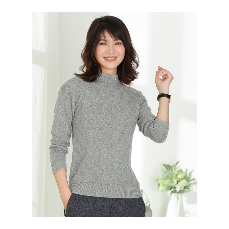 2017秋冬季新款羊绒衫女装半高领修身席编韩版加厚针织衫
