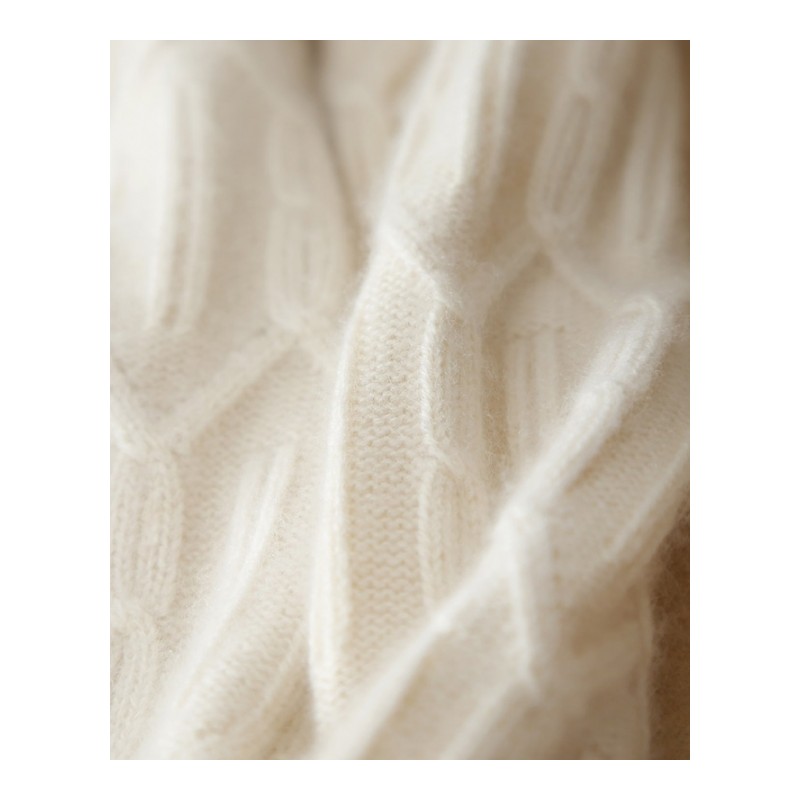 2017秋冬季新款羊绒衫女装V领修身菱形镂空韩版加厚针织衫