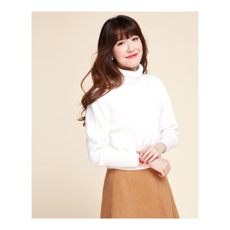2018秋冬季新款女士羊绒衫纯色高领修身短款羊绒衫加厚针织衫毛衣