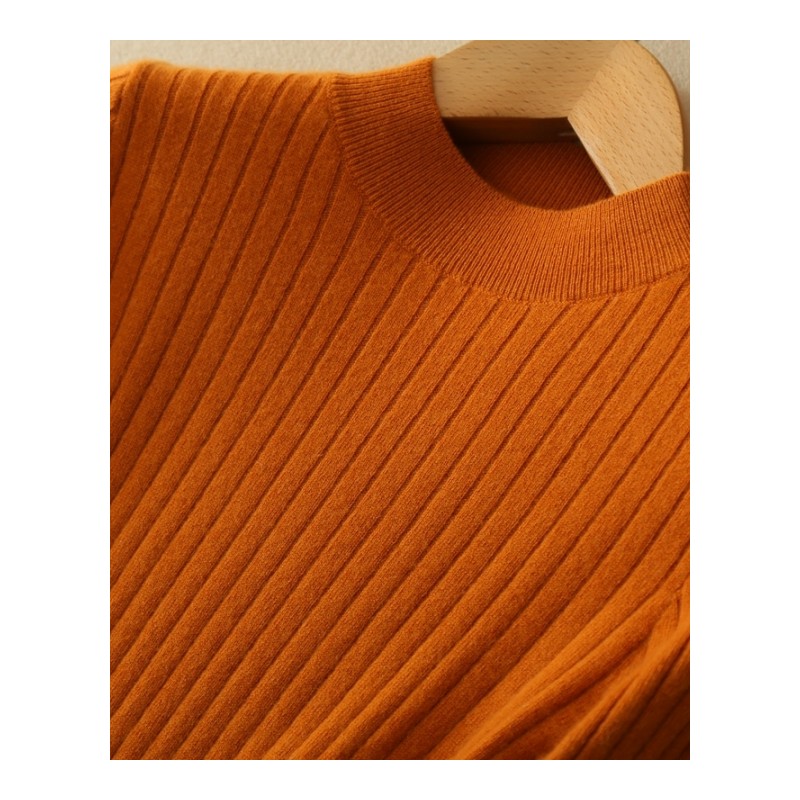 2018秋冬新款半高领坑条针织羊毛衫女修身显瘦加厚打底衫毛衣