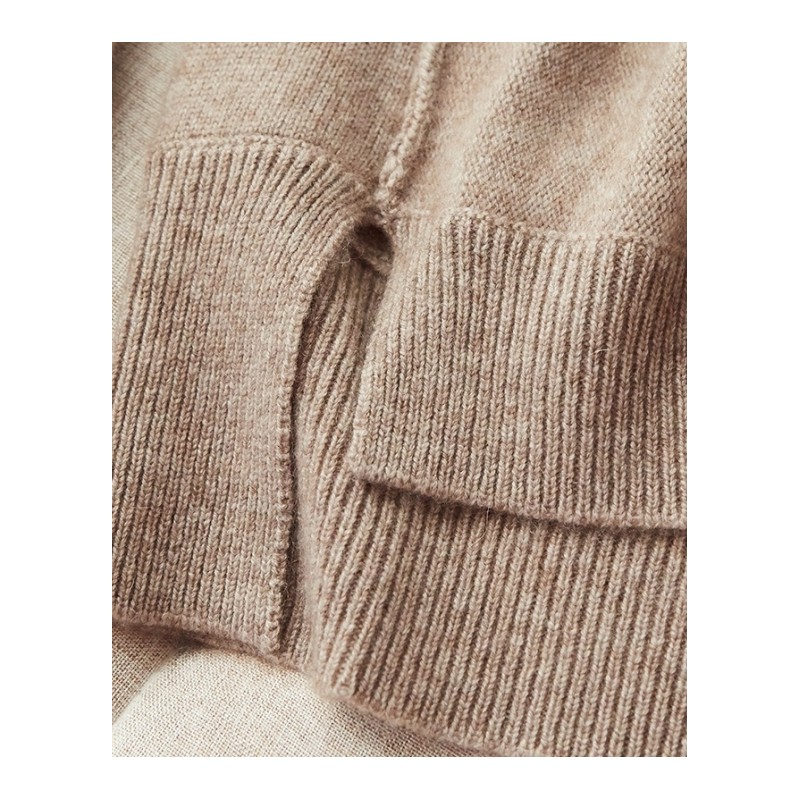 2018秋冬新款羊绒衫女半高领毛衣开叉宽袖针织打底衫