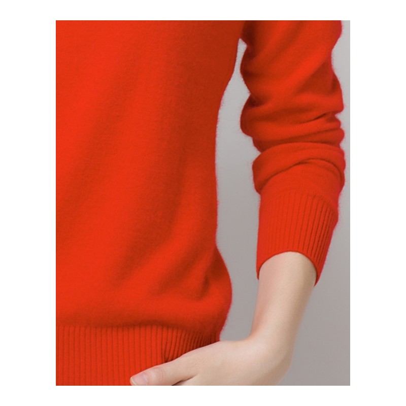 秋冬女式山羊绒衫半高领纯色短款休闲时尚羊绒衫加厚针织毛衣