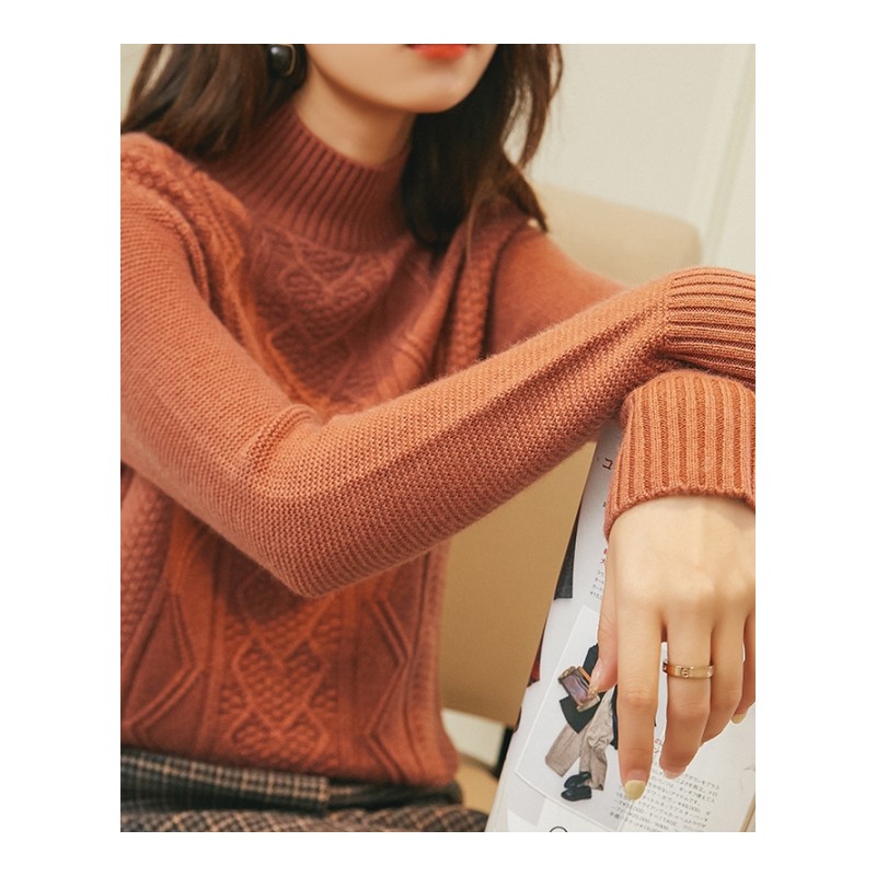 2018秋冬新款女装高领羊绒衫修身保暖套头毛衣针织打底衫
