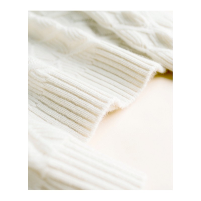 2018秋冬新款圆领套头女羊绒衫镂空针织衫宽松长袖打底衫外搭