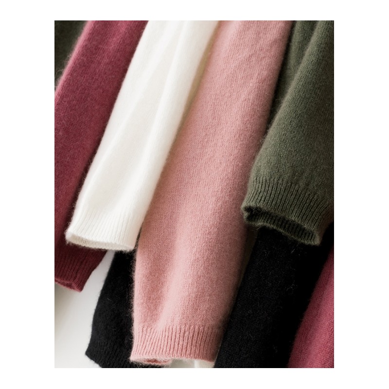 2018秋冬新款堆堆领中长款山羊绒衫女修身毛衣纯色针织打底包