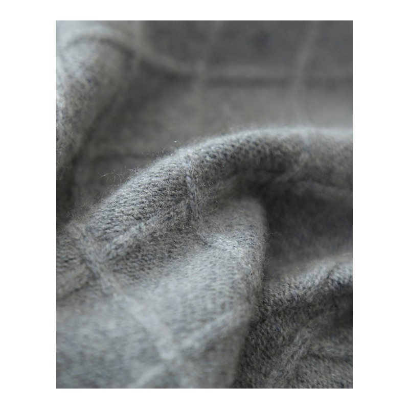 2017秋冬季新款羊绒衫女装圆领修身菱形韩版加厚针织衫