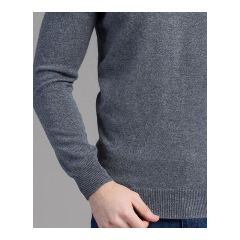 秋冬男式山羊绒衫 纯色圆领平面修身羊绒衫加厚针织毛衣百搭