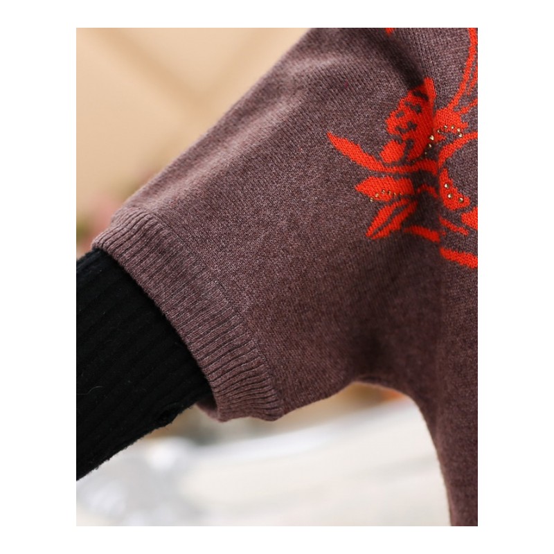 2018秋冬季新款羊绒衫女装修身短袖带花系扣开衫加厚针织衫