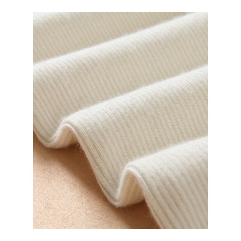 秋冬女式山羊绒衫 纯色圆领抽条中长款羊绒衫加厚针织毛衣百