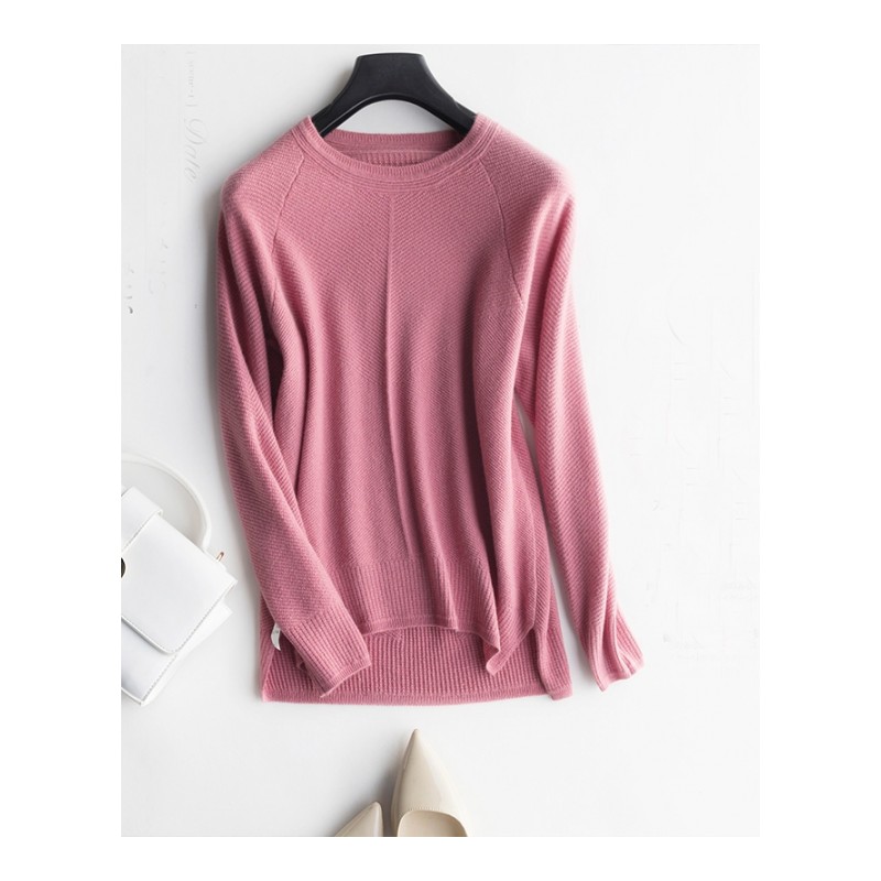 2017秋冬季新款羊绒衫女装圆领修身小抽条韩版加厚套头针织衫