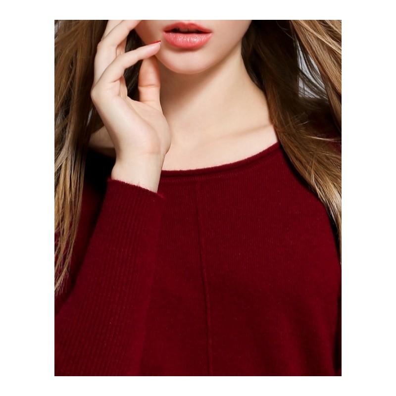 2016秋冬季羊绒衫女圆领卷边套头毛衣修身针织打底衫短款经典