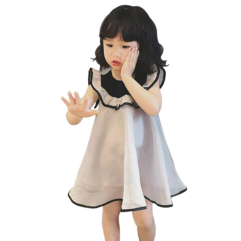 女童连衣裙2018年夏装儿童A字版荷叶边飞袖公主裙可爱蓬蓬裙飞飞袖正版白色