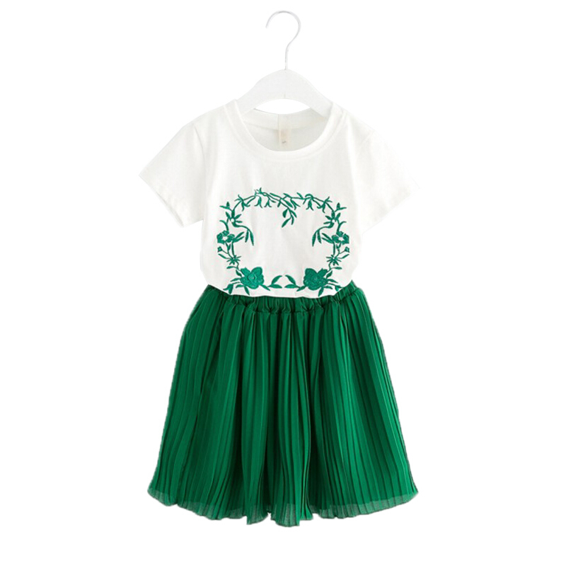 女童时尚套装夏装2018新款中大童韩版洋气裙子两件套儿童时髦童装绿色