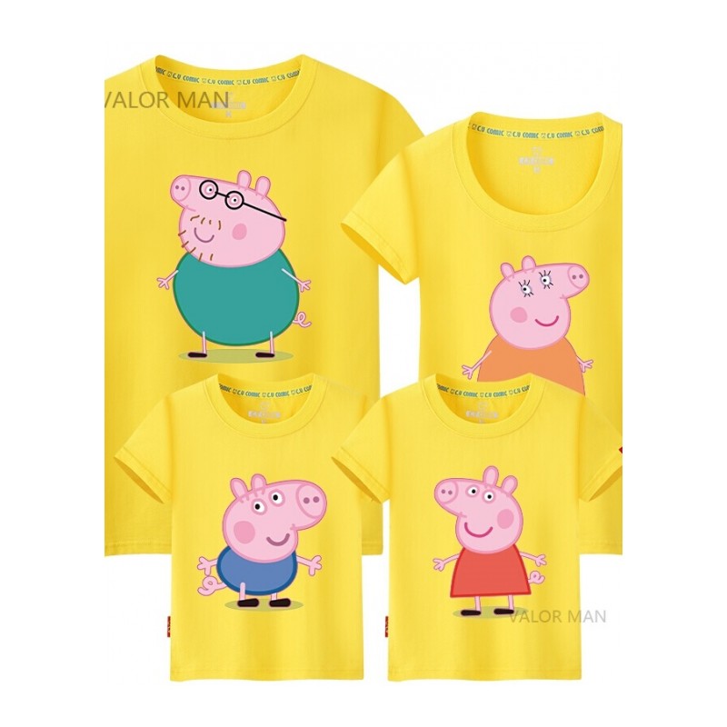 粉红猪小妹佩佩猪儿童装纯棉短袖T恤小猪佩琪佩奇亲子童装衣服