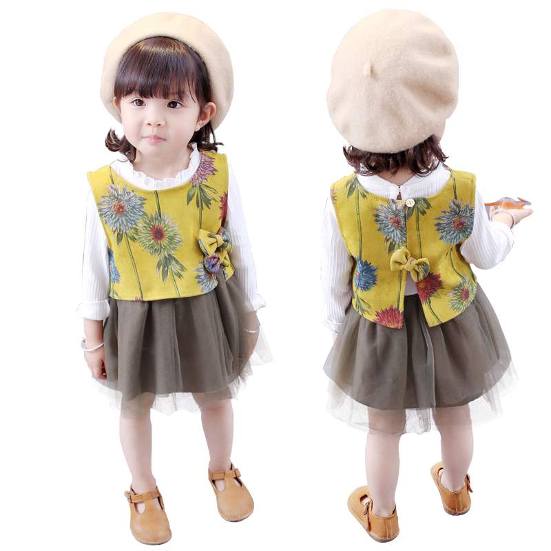 女童春装新款连衣裙套装1-2-3岁女宝宝秋裙子韩版童装婴儿公主裙